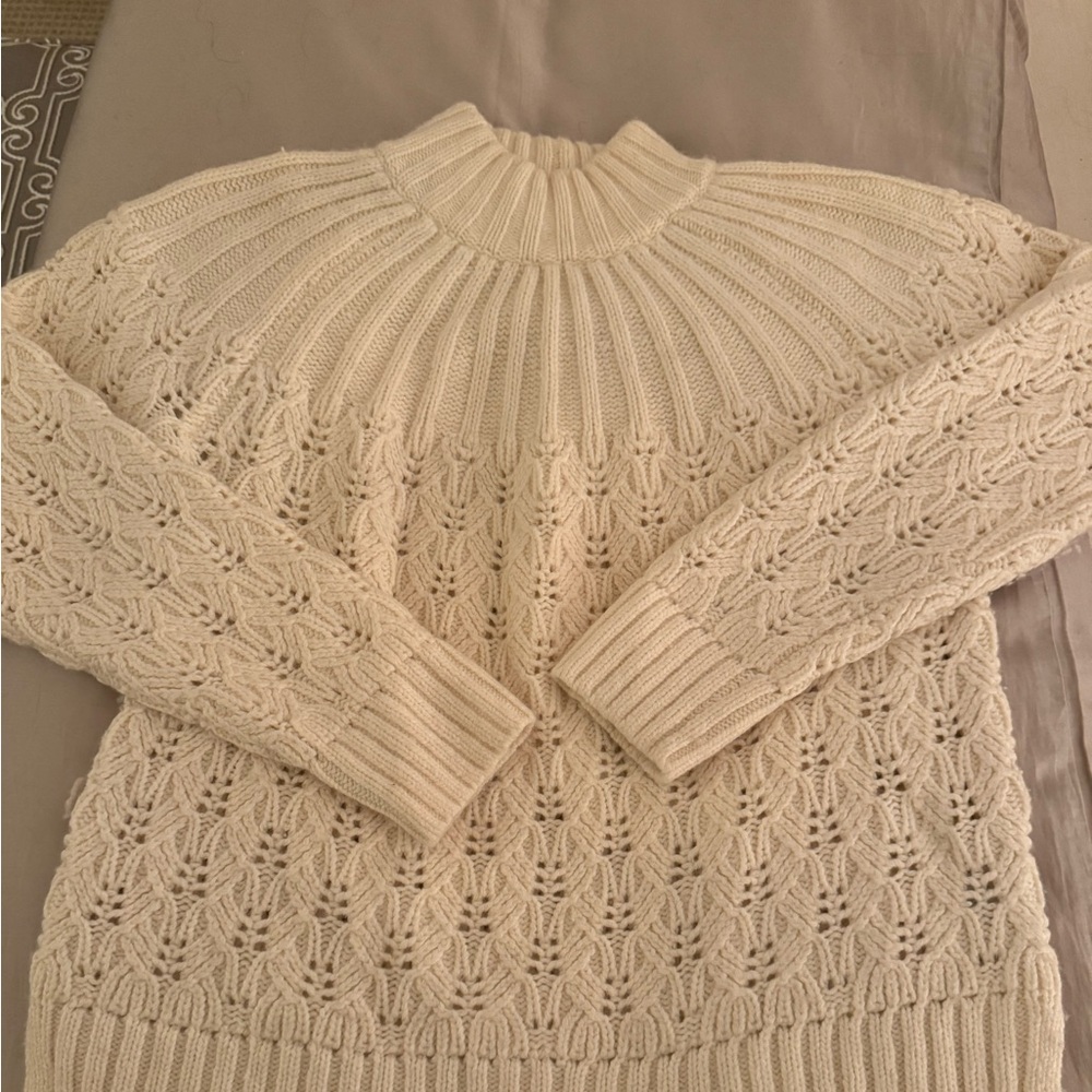 Madewell Elegant Cream Knit Sweater, Size XS
